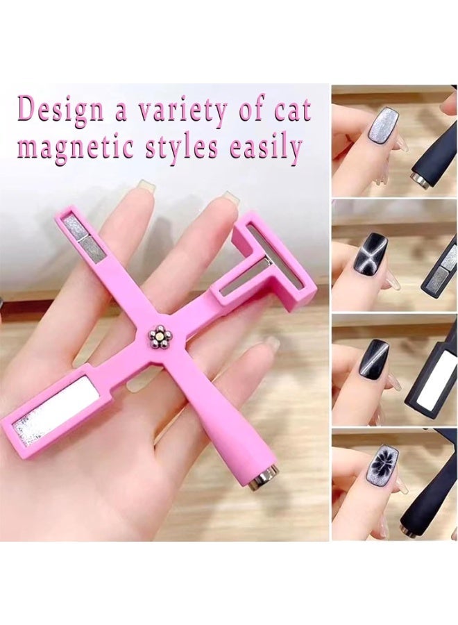 💅مغناطيس اظافر 5 في 1 لادوات طلاء ، عصا مغناطيسية بتصميم عين القطة ثلاثية الابعاد، ادوات تصميم الاظافر، اكسسوارات تزيين الاظافر بنفسك في المنزل وصالونات التجميل، زهري - Image 4